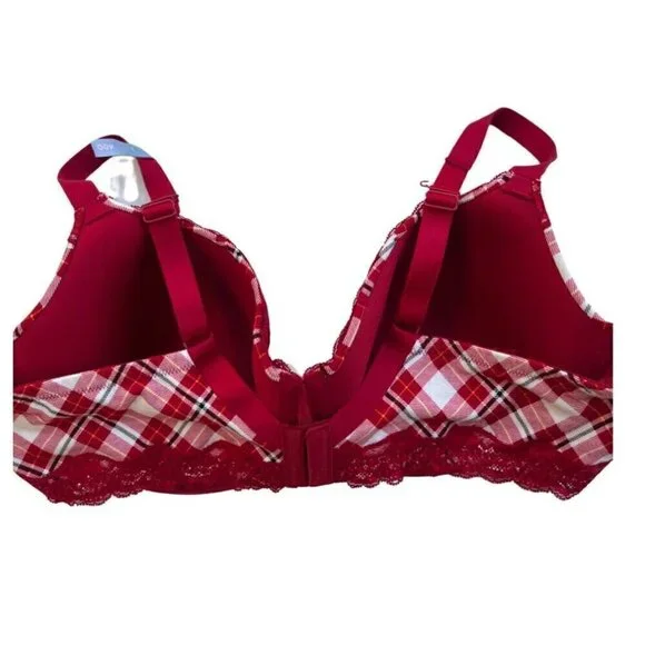 Ambrielle Organic Cotton Demi Classic Racerback Red Plaid Bra Size 40D - Picture 5 of 10